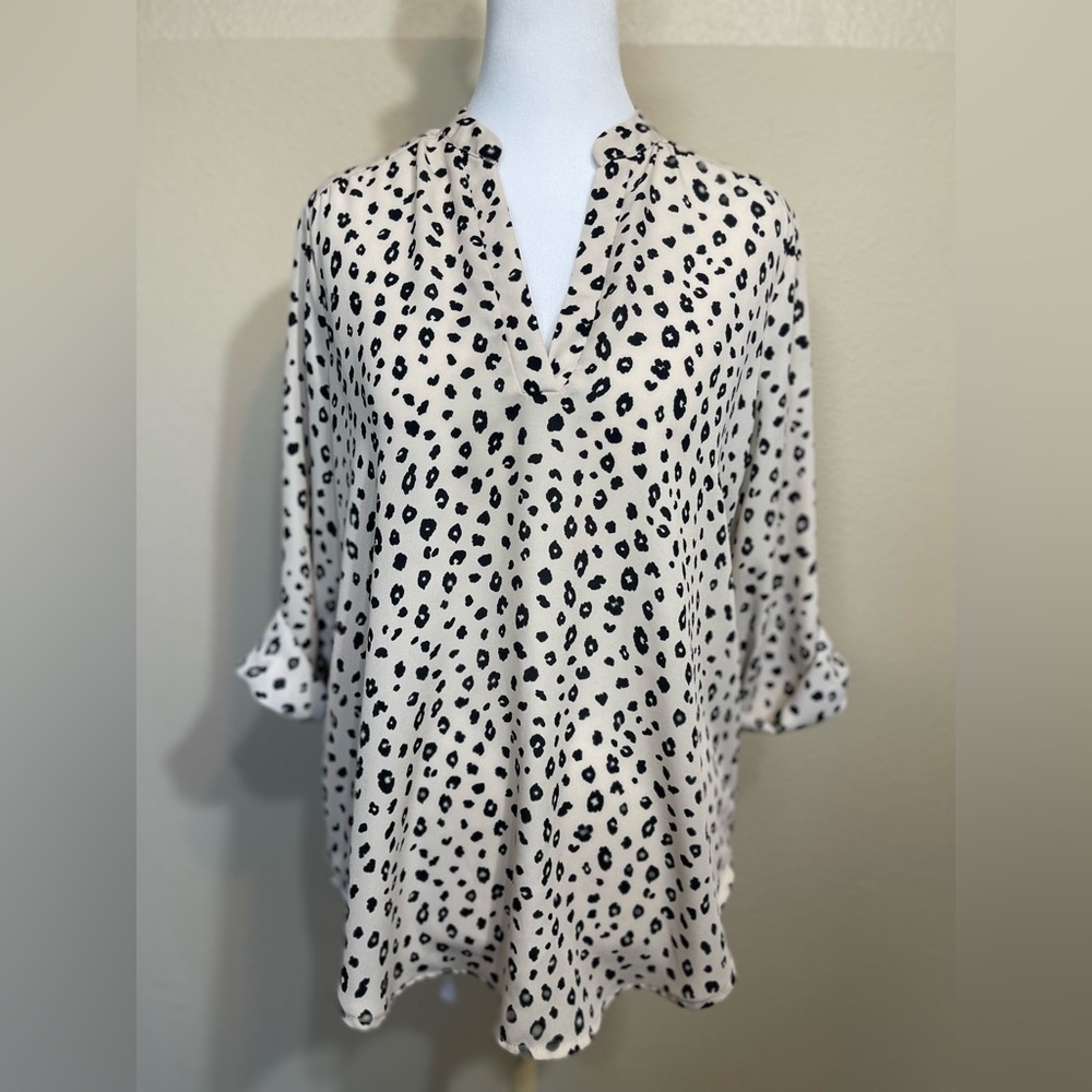 Lush Black and White Animal Print Blouse Small